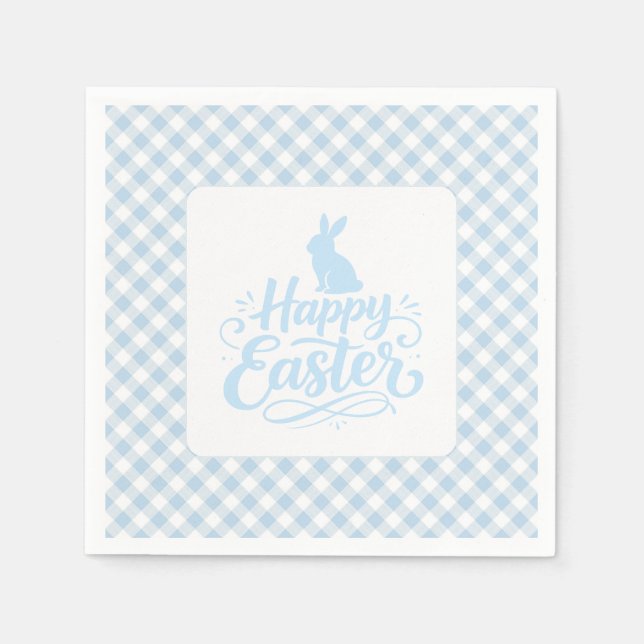 Blue Plaid Easter Napkins (Front)