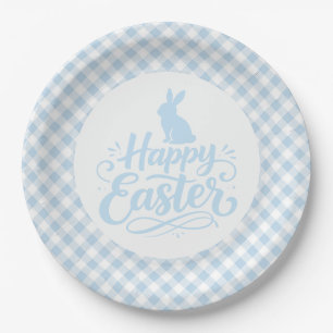 Blue Plaid Easter Paper Plates