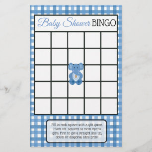 Blue Plaid Elephant Themed baby shower games Flyer