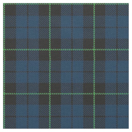 Blue Plaid fabric with green stripe print