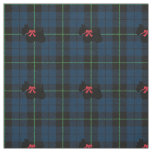 Blue Plaid fabric with green stripe print scottie