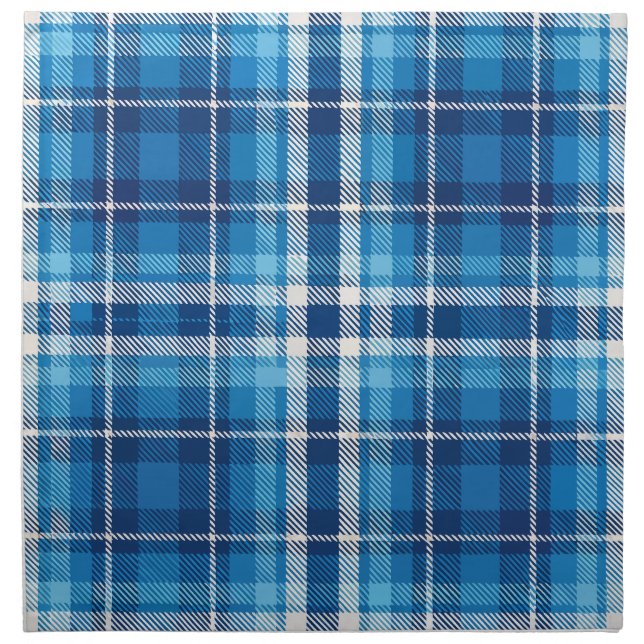 Blue Plaid Farmhouse Style  Cloth Napkin (Front)