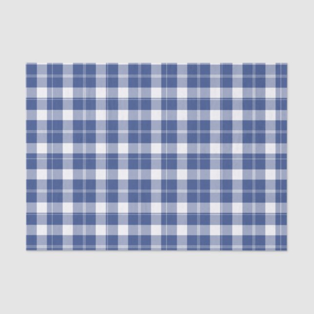 Blue Plaid For Hanukkah Holiday Tissue Paper (Front)