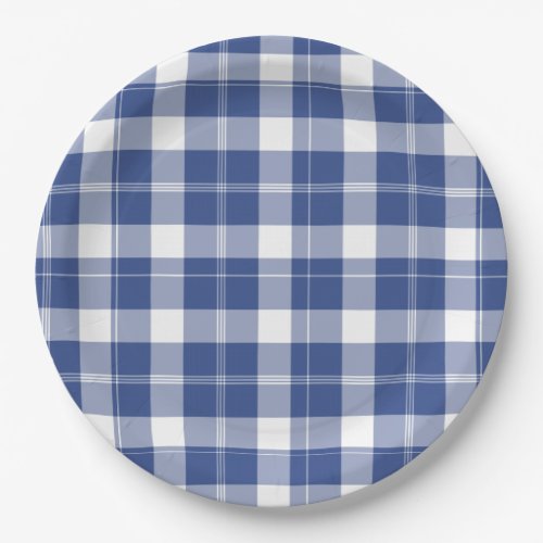 Blue Plaid For Hanukkah Words Holiday Paper Plates