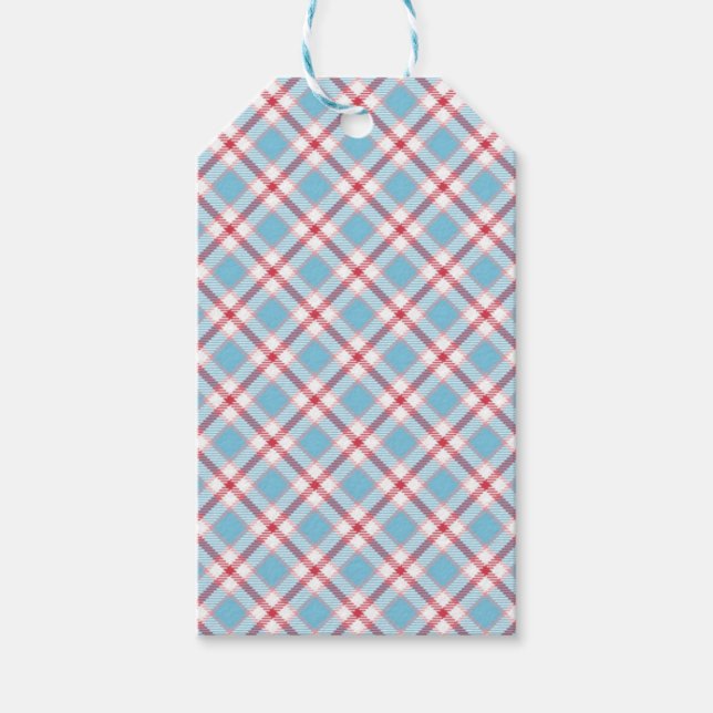 Blue plaid gift tag  (Front)
