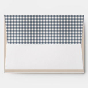 Blue Plaid Gingham Simple Country Wedding Invite Envelope
