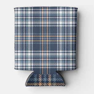 Blue Plaid Herringbone: Vintage Tartan Can Cooler