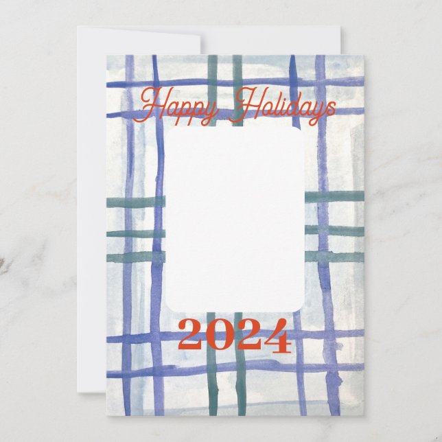 Blue Plaid Holiday Card (Front)