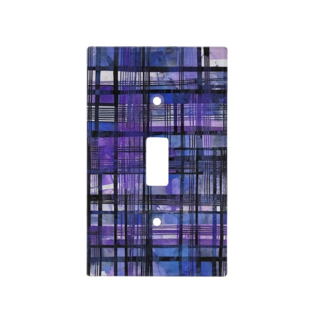 Blue Plaid Light Switch Cover (Front)