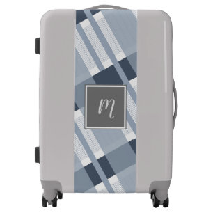 Blue Plaid Name Initial Men's Travel Luggage