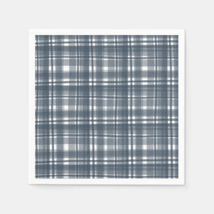 Blue Plaid Paper Napkins Coordinated Party Set