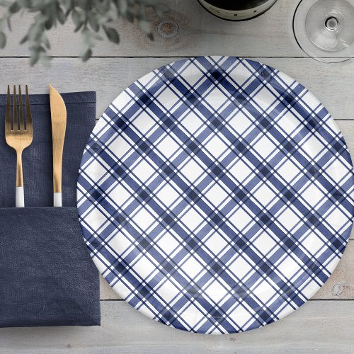 Blue Plaid Paper Plates