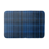 Blue Plaid Pattern Bath Mat