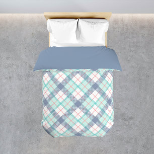 Blue Plaid Pattern Classic Boy Bedroom Decor Bed Duvet Cover
