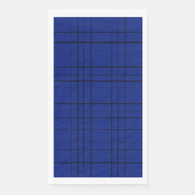 Blue plaid pattern paper guest towels (Front)