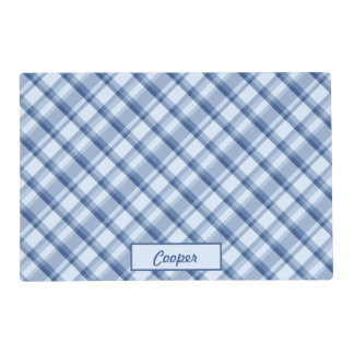 Blue Plaid Pattern With Custom Name Placemat
