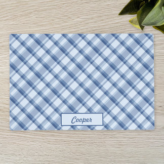 Blue Plaid Pattern With Custom Name Placemat