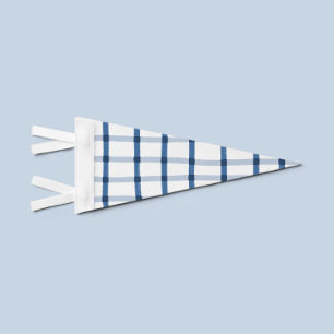 Blue Plaid Pennant Flag