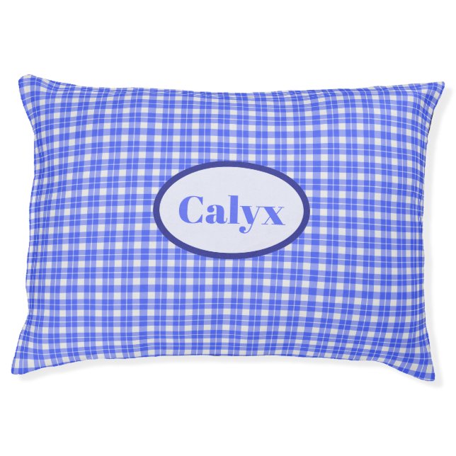 Blue Plaid Pet Bed (Front)