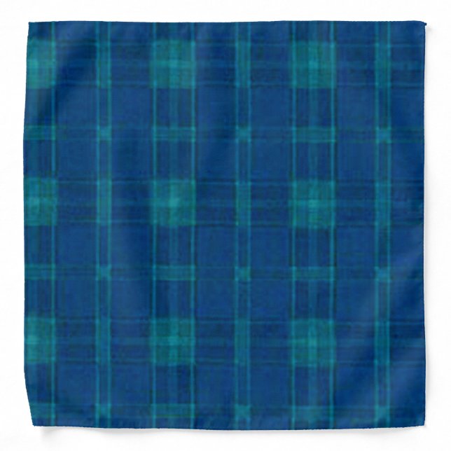 Blue Plaid Print Bandana (Front)