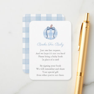 Blue Plaid Pumpkin Bring A Book Baby Shower Enclosure Card