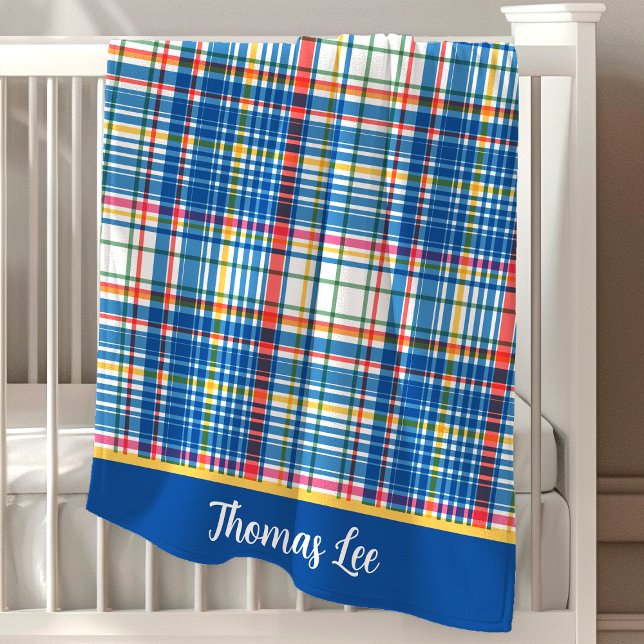 Blue Plaid Rainy Day Parade Collection Baby Blanket (Creator Uploaded)