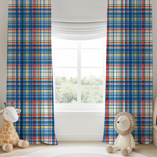 Blue Plaid Rainy Day Parade Collection Blackout Curtains