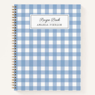 Blue Plaid Recipes Book Family Personalized