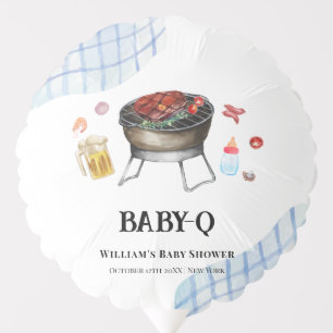 Blue Plaid Retro Country Baby Q Baby Shower Balloon
