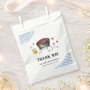 Blue Plaid Retro Country Baby Q Baby Shower Favor Bag