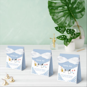 Blue Plaid Retro Country Baby Q Baby Shower Favor Boxes