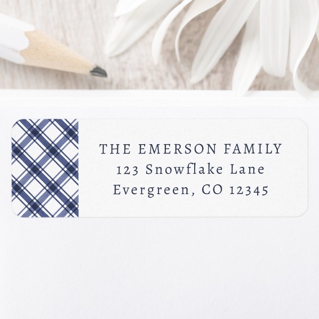 Blue Plaid Return Address Label (Blue Plaid Return Address Label
)