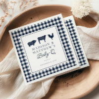 Blue Plaid Rustic Baby Shower Country BBQ