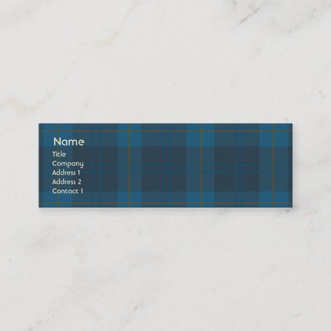 Blue Plaid - Skinny Mini Business Card (Front)