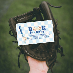 Blue Plaid Slugger Baseball Books For Baby Shower Enclosure Card