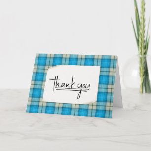 Blue Plaid Thank You Card