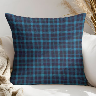 Blue Plaid Throw Pillow Rugged Gift for Men