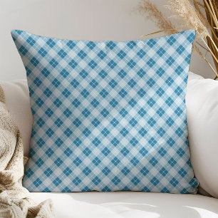 Blue Plaid Throw Pillow Rugged Gift for Men