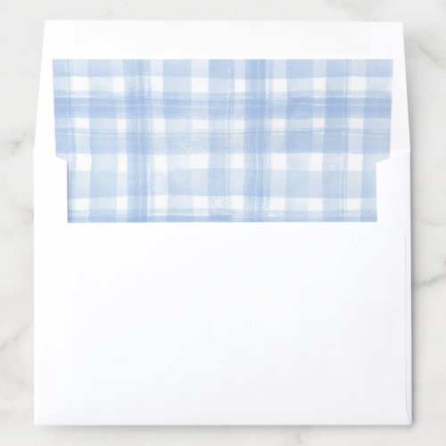 Blue Plaid Watercolor Envelope Liner