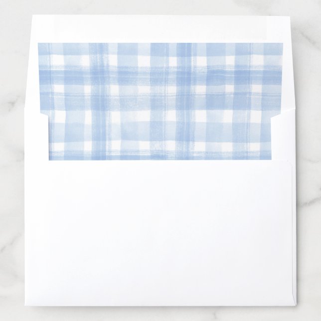 Blue Plaid Watercolor Envelope Liner (In Envelope)