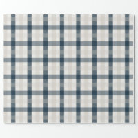 Navy Blue Plaid Tartan Cute Retro Aesthetic Wrapping Paper Sheets