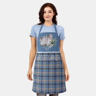 Blue Plaid with Scotland Castle Apron