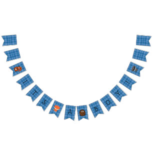 Blue Plaid Woodland Creature Baby Shower Bunting Bunting Flags