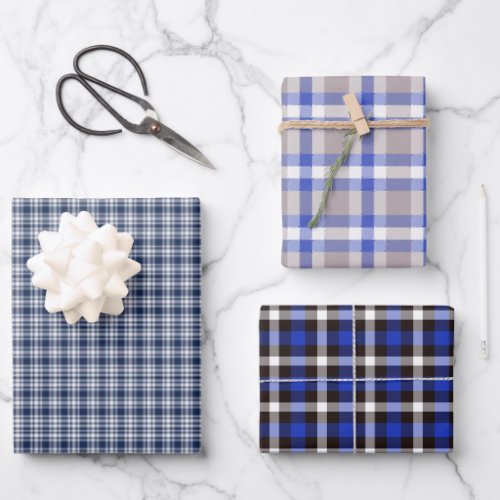 Blue Plaid Wrapping Paper Sheets