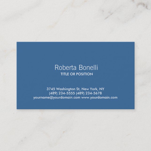 Blue Plain Contemporary Business Card (Front)