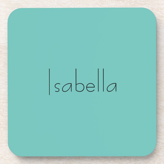 Blue Plain Creative Modern Name Minimalist Beverage Coaster (Front)
