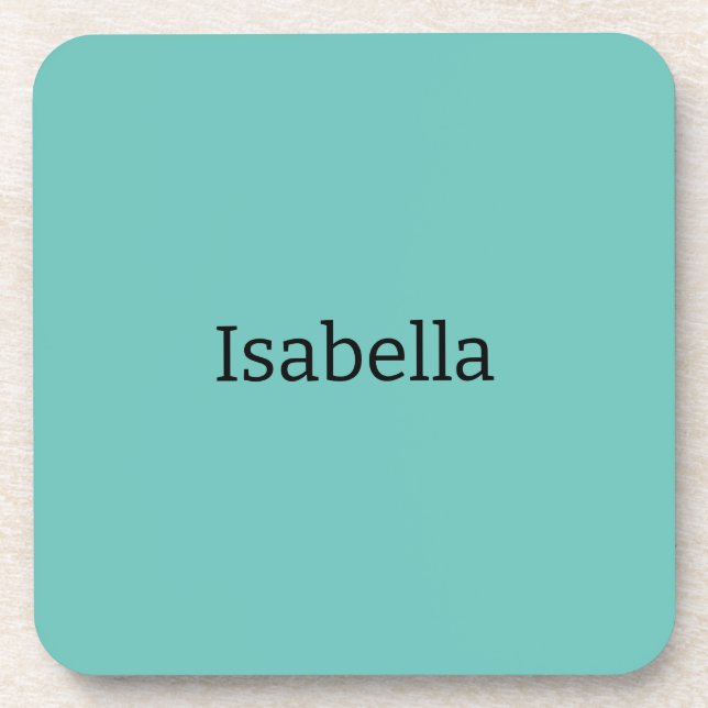 Blue Plain Creative Modern Name Minimalist Beverage Coaster (Front)