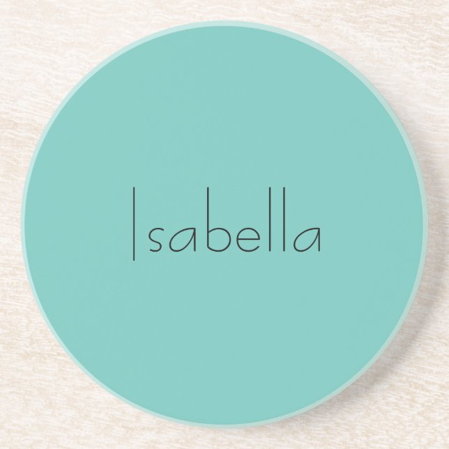 Blue Plain Creative Modern Name Minimalist Coaster (Front)