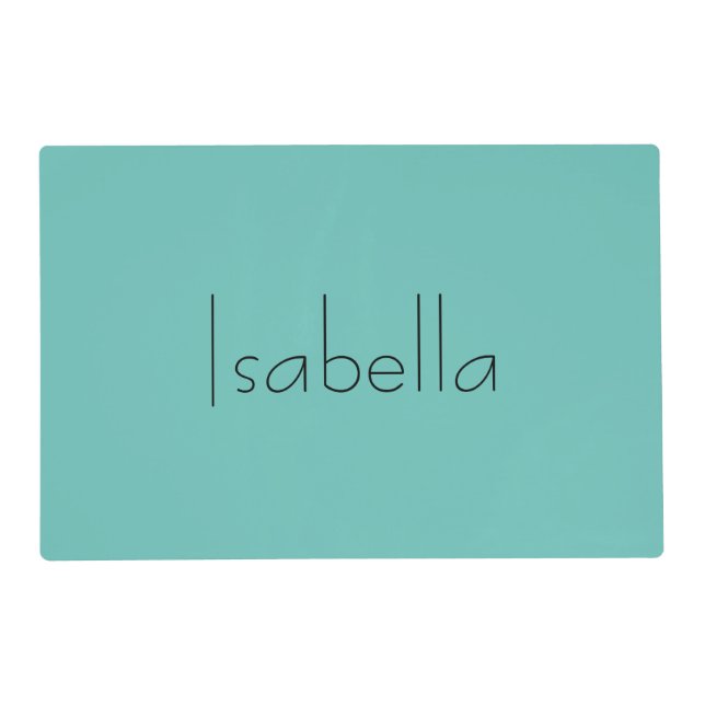 Blue Plain Creative Modern Name Minimalist Placemat (Front)