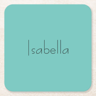 Blue Plain Creative Modern Name Minimalist Square Paper Coaster